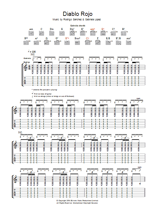 Rodrigo y Gabriela Diablo Rojo Sheet Music