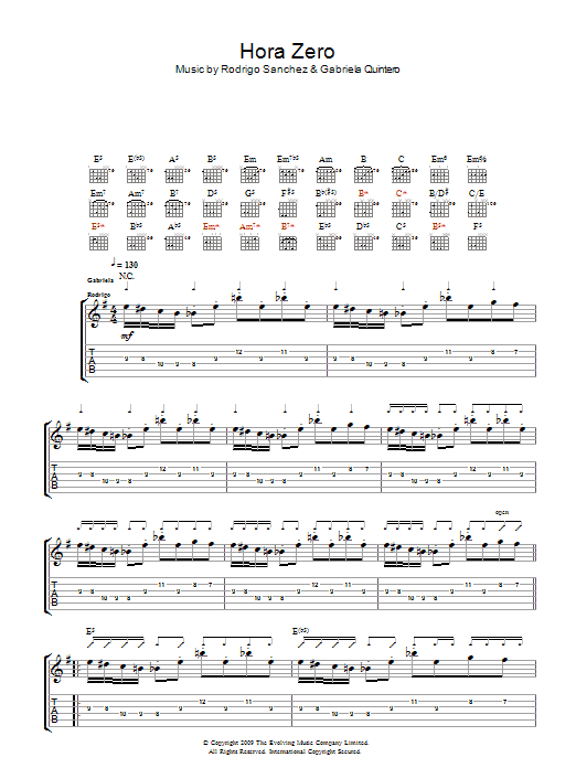 Rodrigo y Gabriela Hora Zero Sheet Music