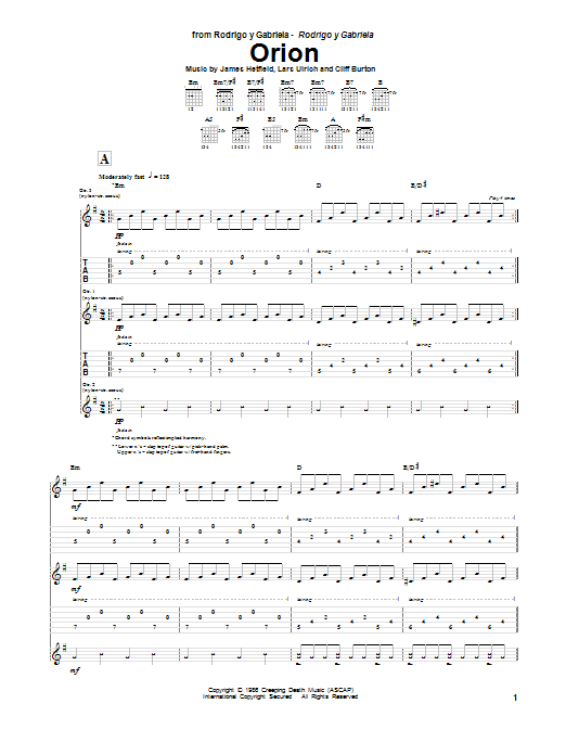 Rodrigo y Gabriela Orion Sheet Music
