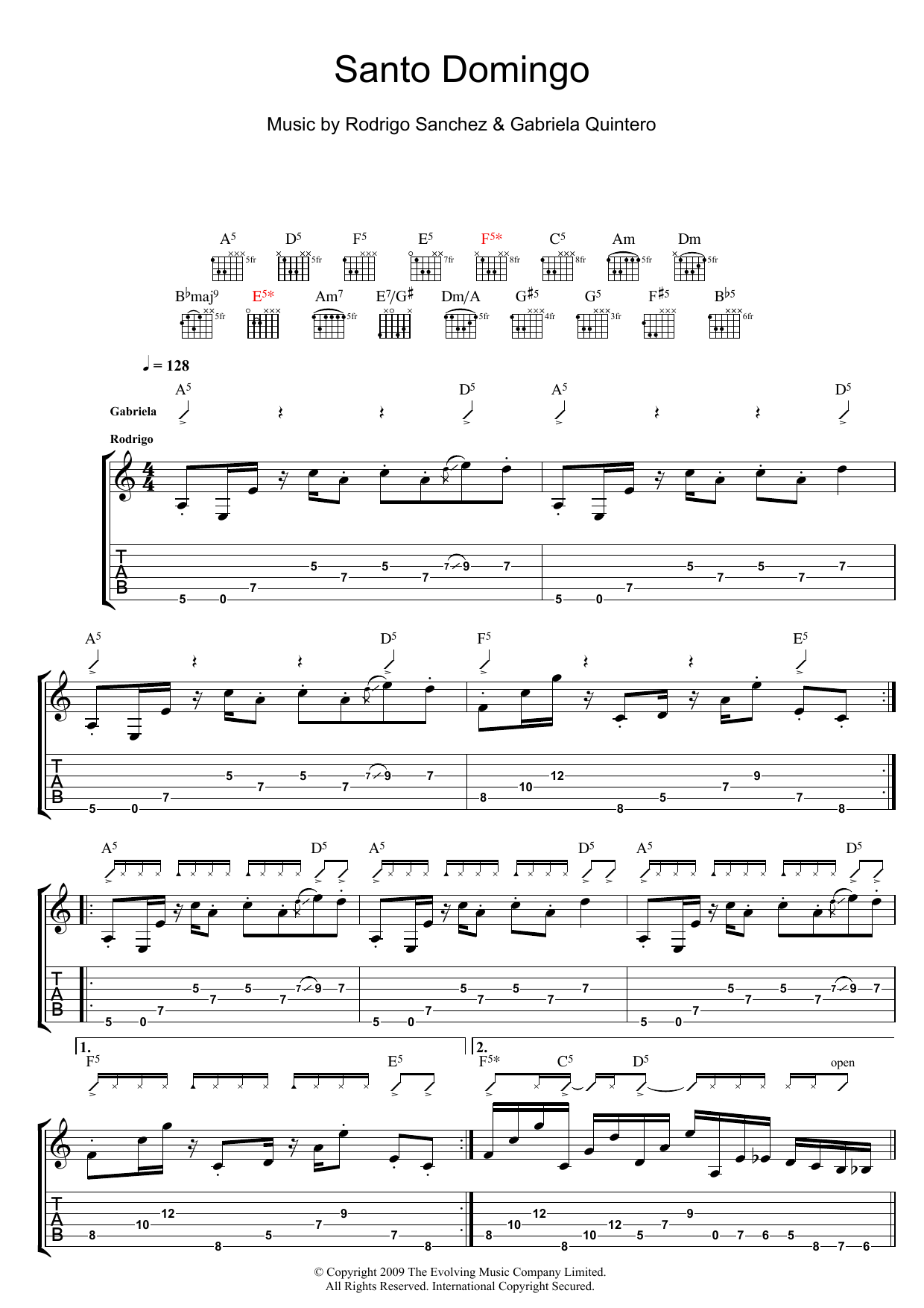 Rodrigo y Gabriela Santo Domingo Sheet Music