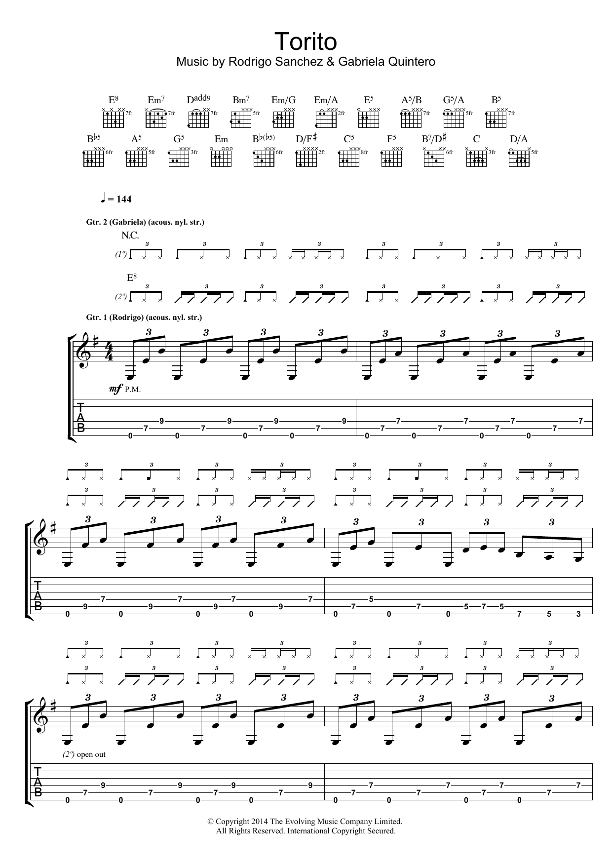 Rodrigo y Gabriela Torito Sheet Music