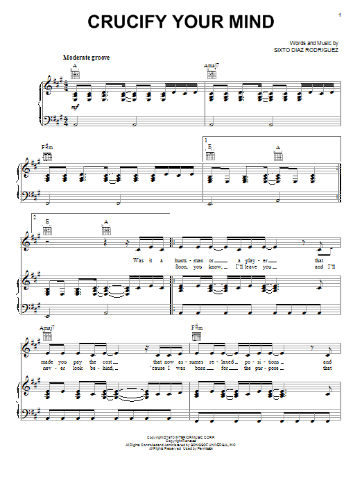 Rodriguez Crucify Your Mind Sheet Music