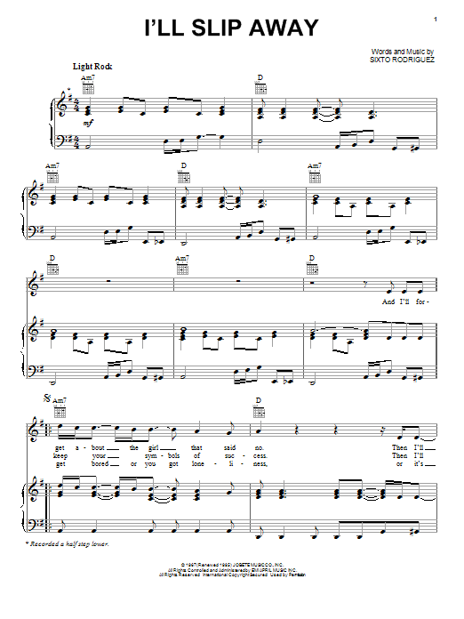 Rodriguez I'll Slip Away Sheet Music