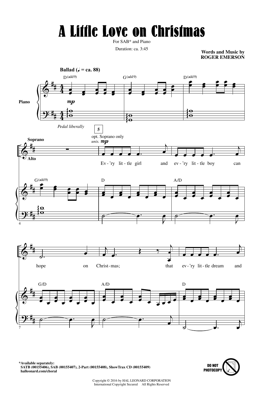 Roger Emerson A Little Love On Christmas Sheet Music