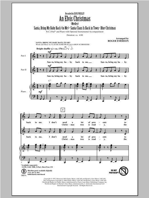 Roger Emerson An Elvis Christmas Sheet Music