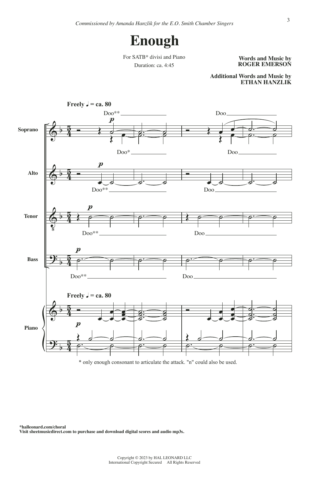 Roger Emerson and Ethan Hanzlik Enough Sheet Music