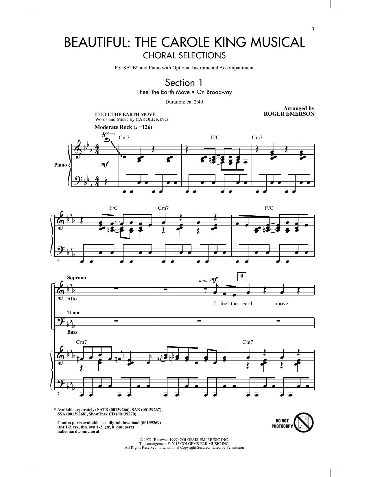 Roger Emerson Beautiful: The Carole King Musical (Choral Selections) (arr. Roger Emerson) Sheet Music