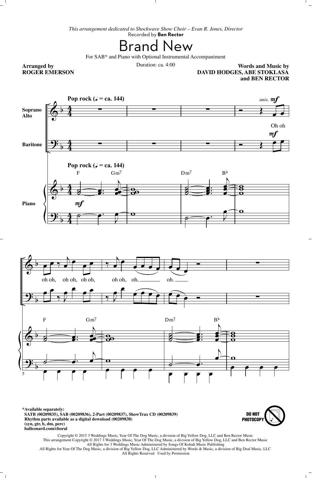 Roger Emerson Brand New Sheet Music