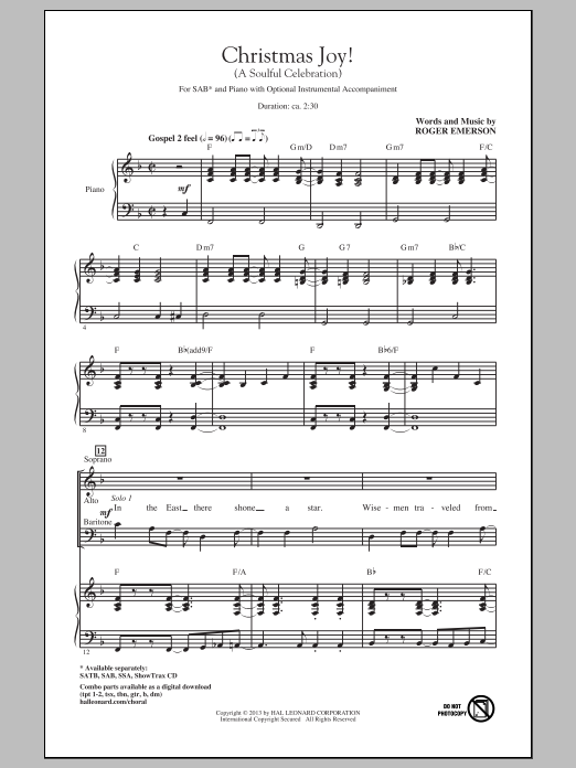 Roger Emerson Christmas Joy! (A Soulful Celebration) Sheet Music