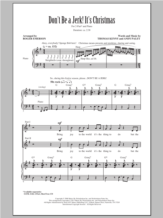 Roger Emerson Don't Be A Jerk It's Christmas Sheet Music