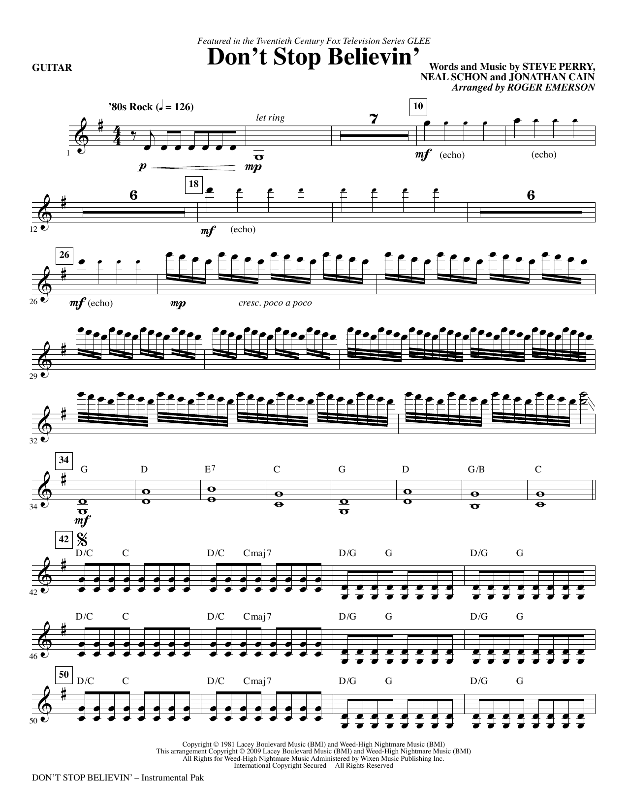 Roger Emerson Don't Stop Believin' - Guitar Sheet Music