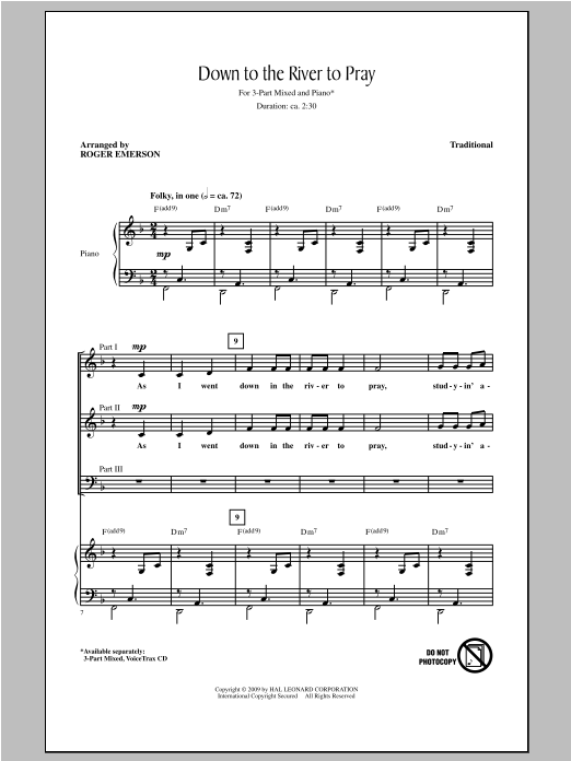 Roger Emerson Down To The River To Pray Sheet Music