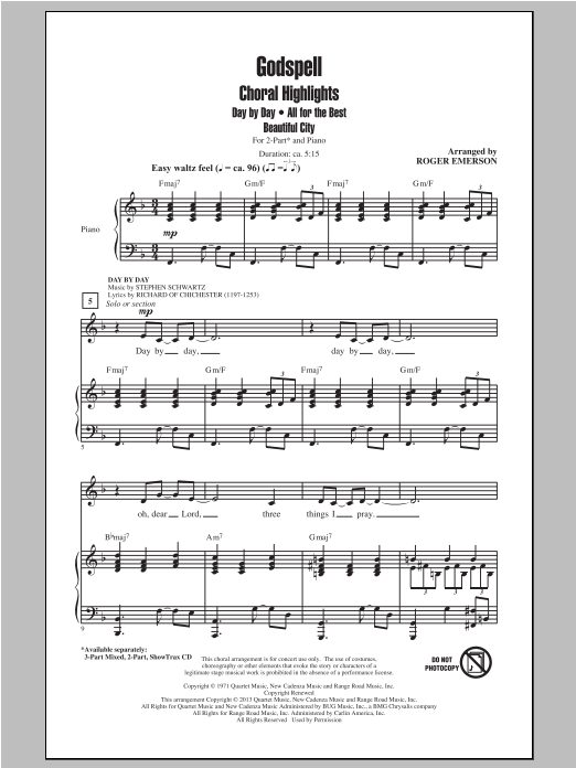 Roger Emerson Godspell (Choral Highlights) Sheet Music