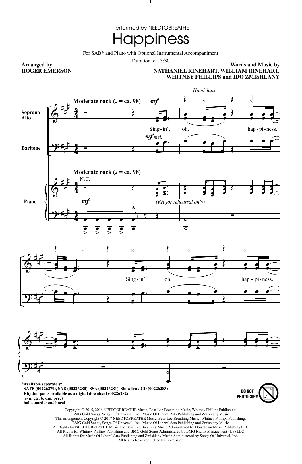 Roger Emerson Happiness Sheet Music