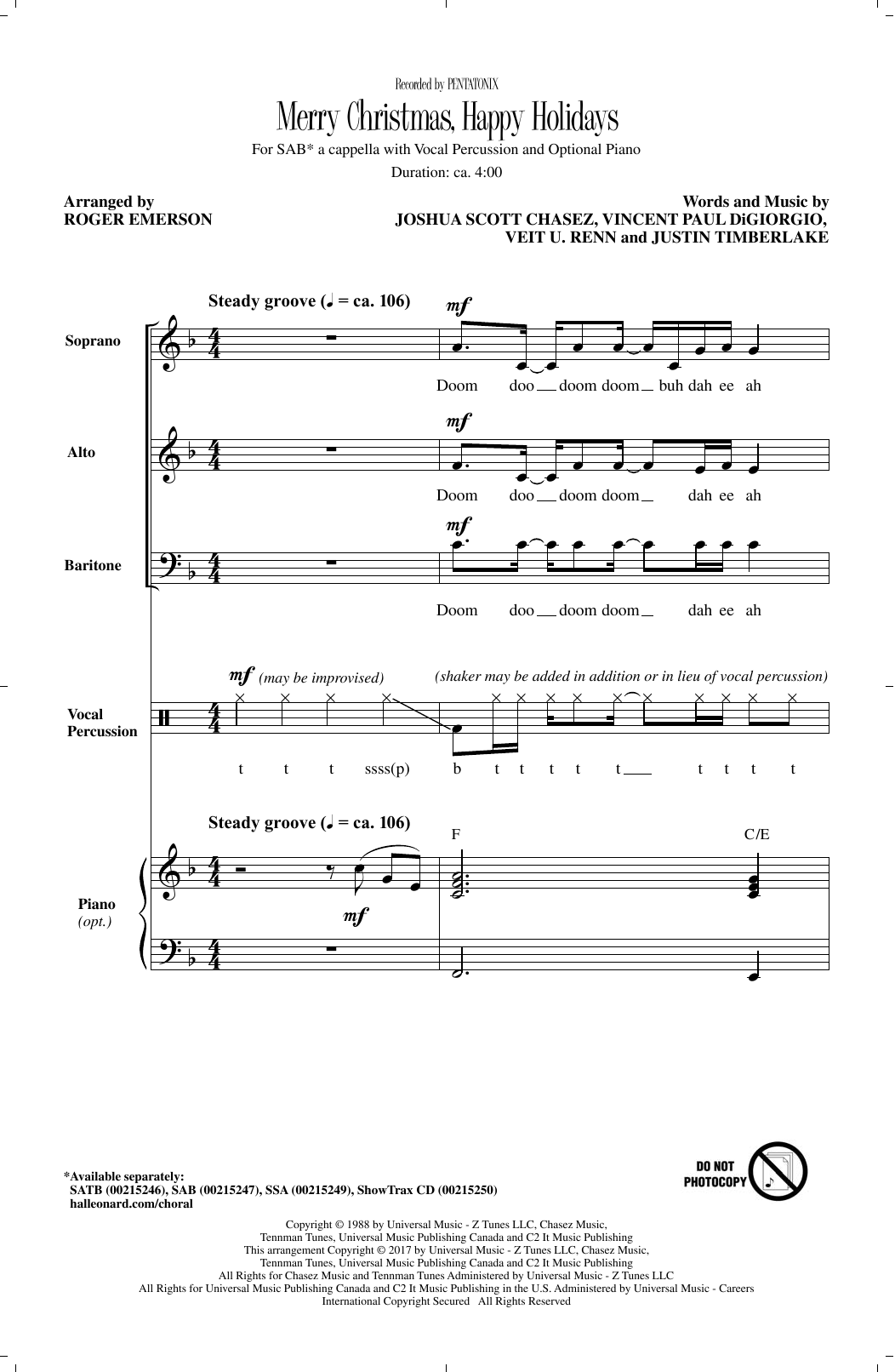 Roger Emerson Merry Christmas, Happy Holidays Sheet Music