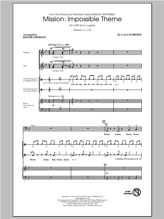 Roger Emerson Mission: Impossible Theme Sheet Music