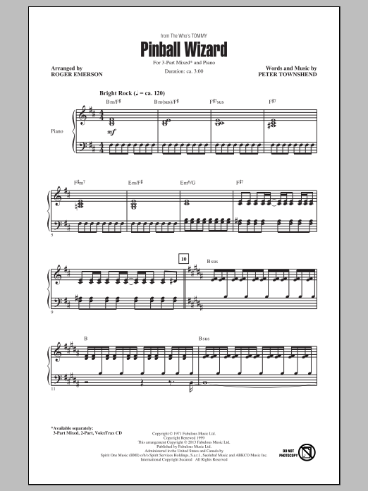 Roger Emerson Pinball Wizard Sheet Music