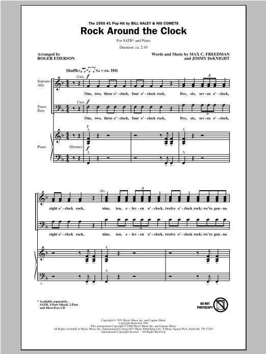 Roger Emerson Rock Around The Clock Sheet Music