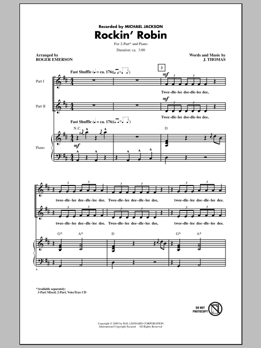 Roger Emerson Rockin' Robin Sheet Music