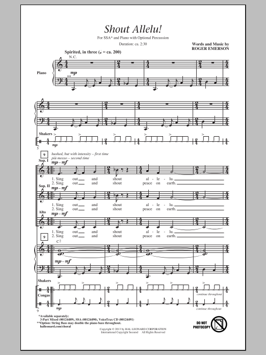 Roger Emerson Shout Allelu! Sheet Music