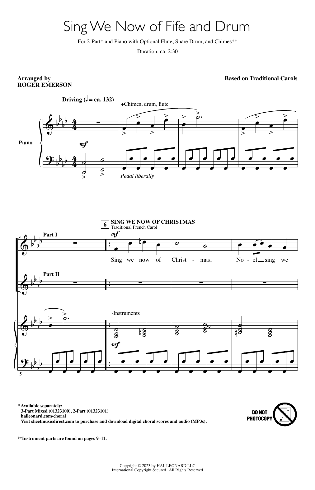 Roger Emerson Sing We Now Of Fife And Drum Sheet Music