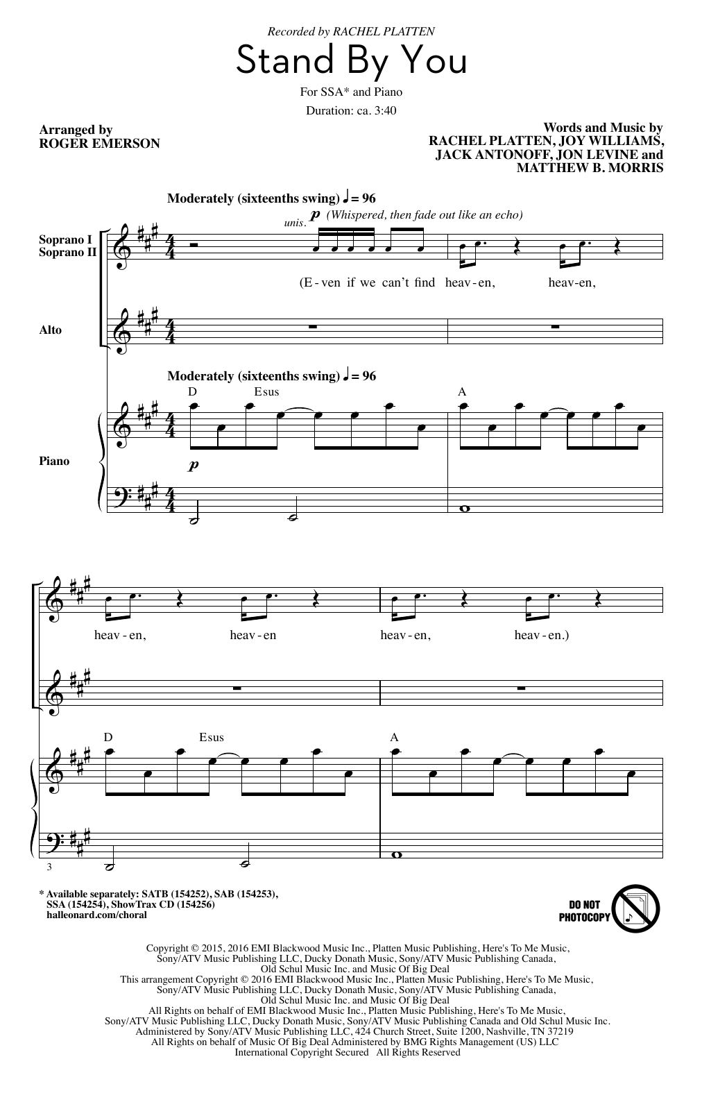 Roger Emerson Stand By You Sheet Music