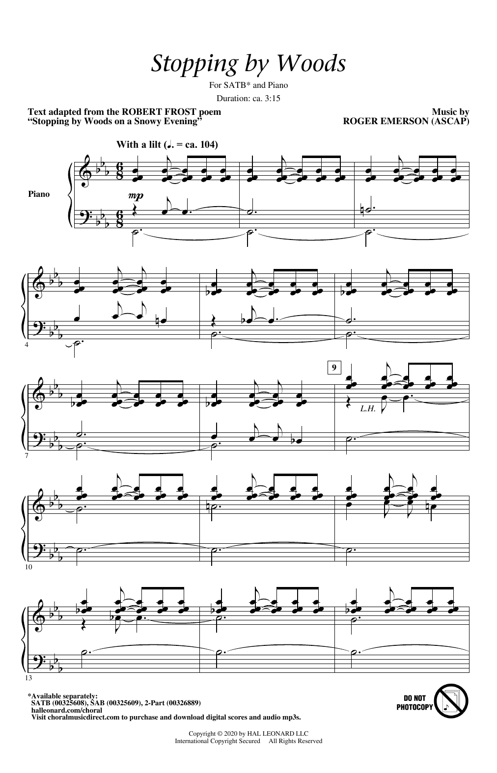 Roger Emerson Stopping By Woods Sheet Music