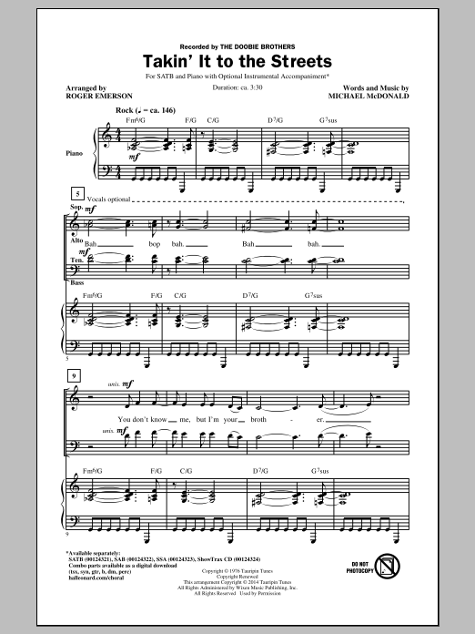 Roger Emerson Takin' It To The Streets Sheet Music