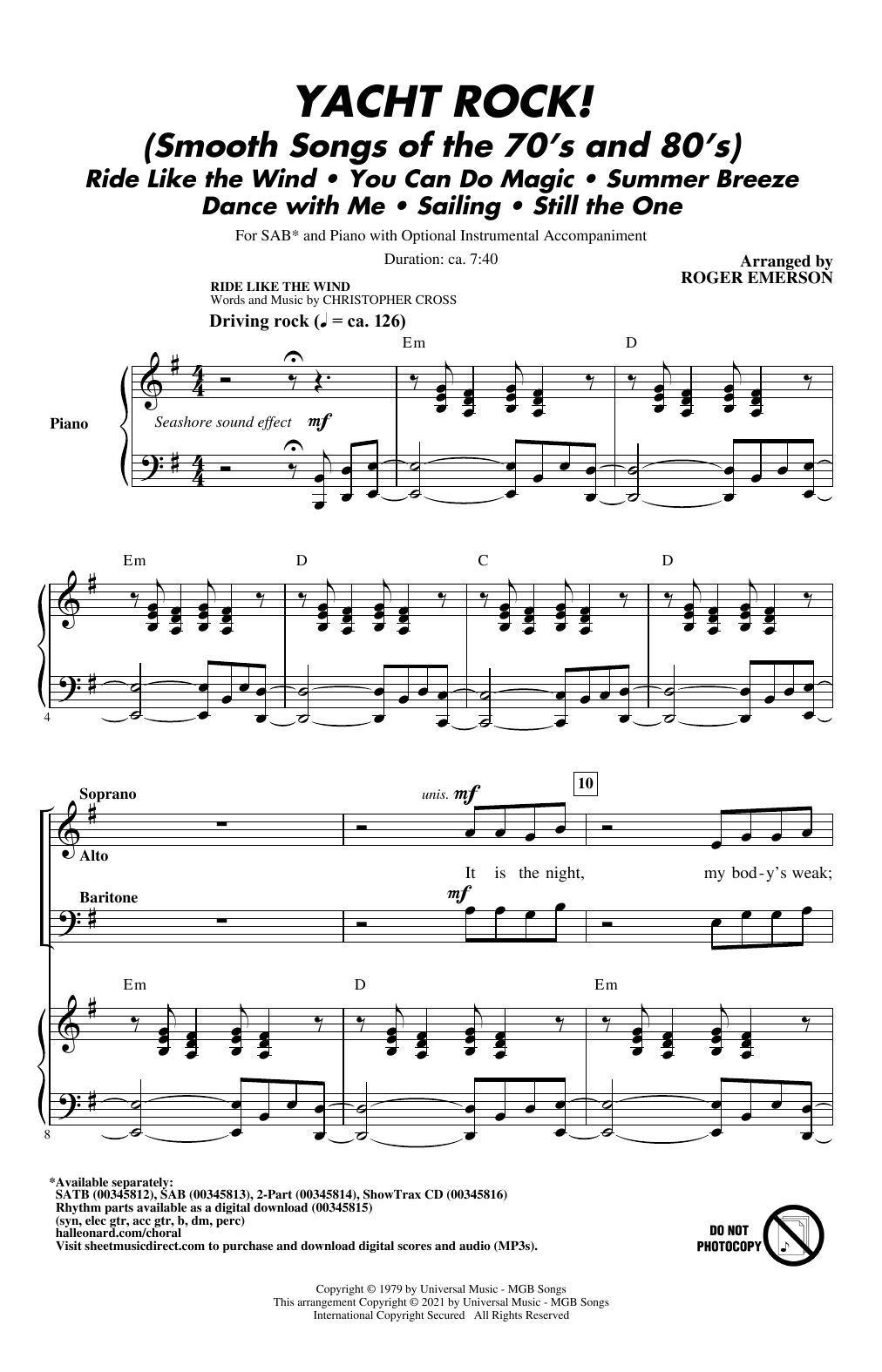 Roger Emerson Yacht Rock! (Smooth Songs of the '70s and '80s) Sheet Music