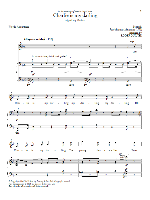 Roger Quilter Charlie Is My Darling Sheet Music