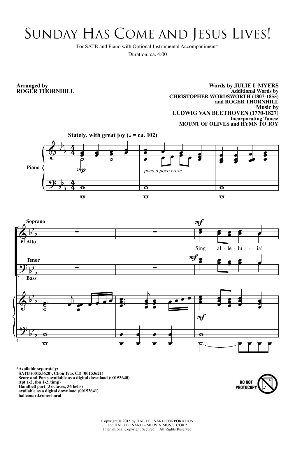 Roger Thornhill Sunday Has Come And Jesus Lives! Sheet Music