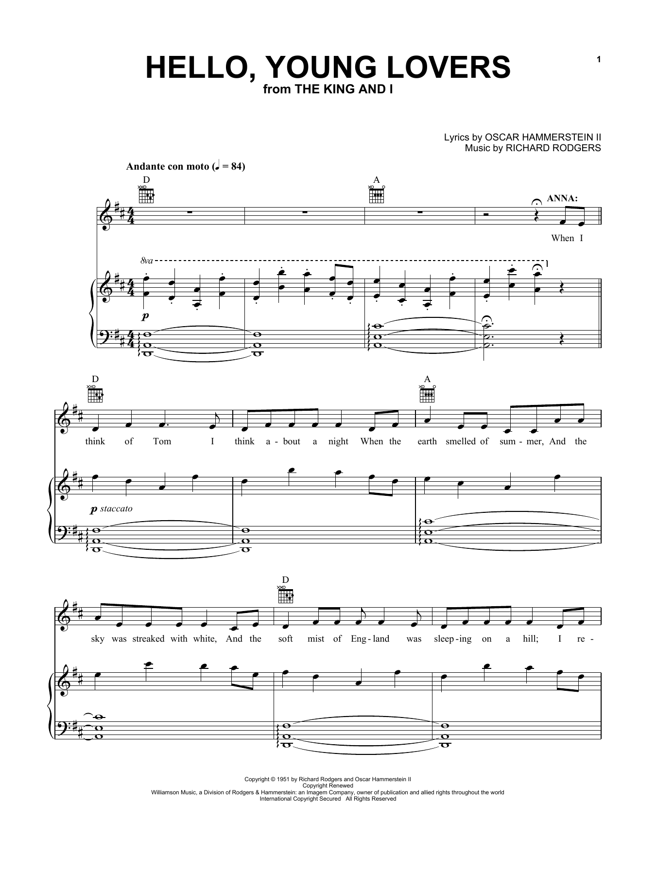 Rogers & Hammerstein Hello, Young Lovers Sheet Music