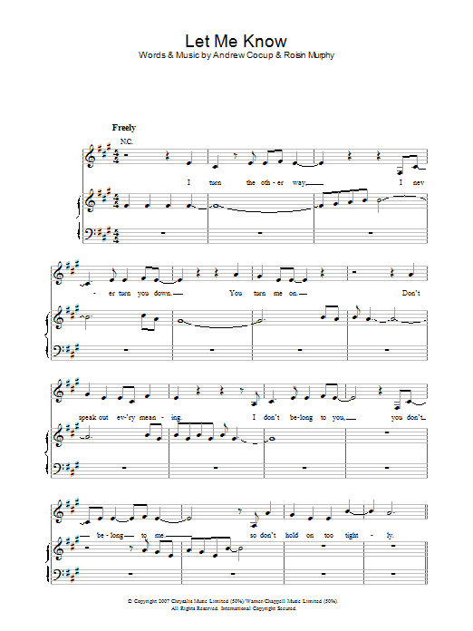 Roisin Murphy Let Me Know Sheet Music