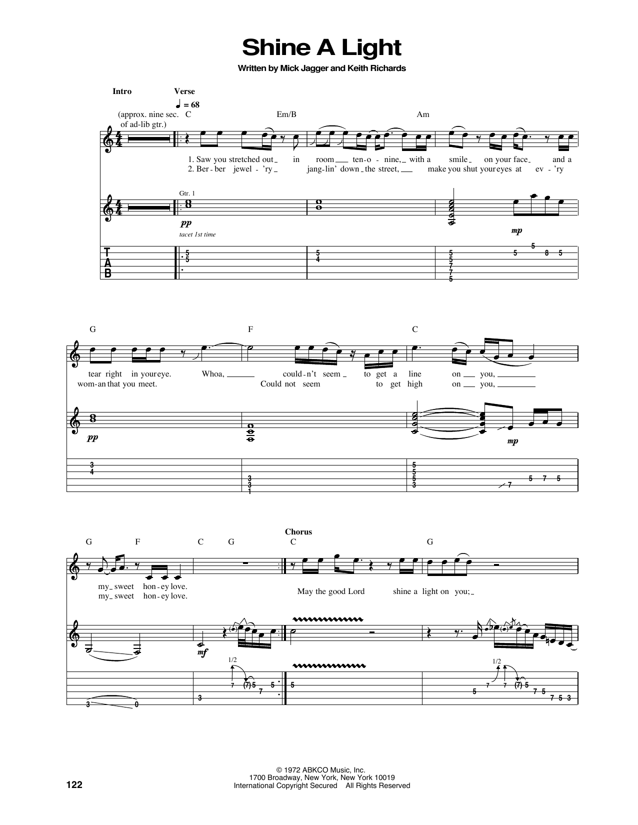 Rolling Stones Shine A Light Sheet Music