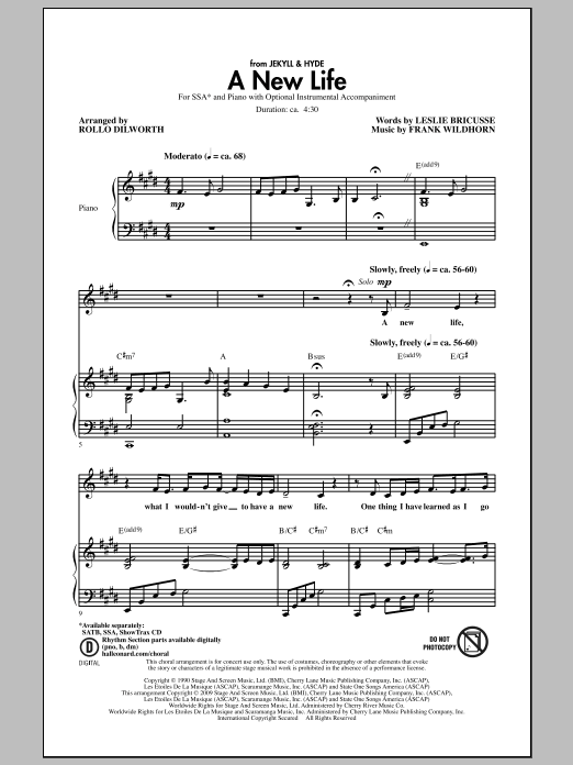 Rollo Dilworth A New Life (from Jekyll & Hyde) Sheet Music