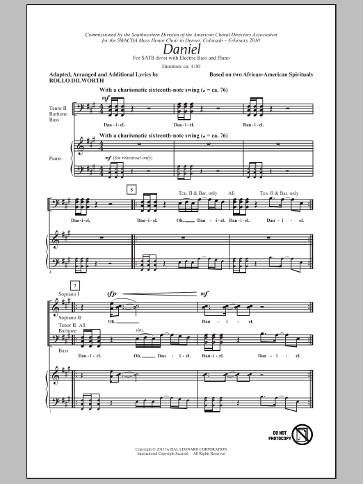 Rollo Dilworth Daniel Sheet Music