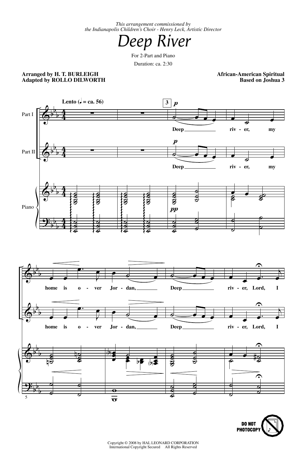 Rollo Dilworth Deep River Sheet Music