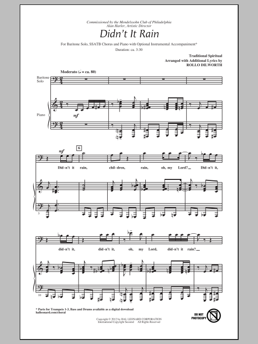 Rollo Dilworth Didn't It Rain Sheet Music