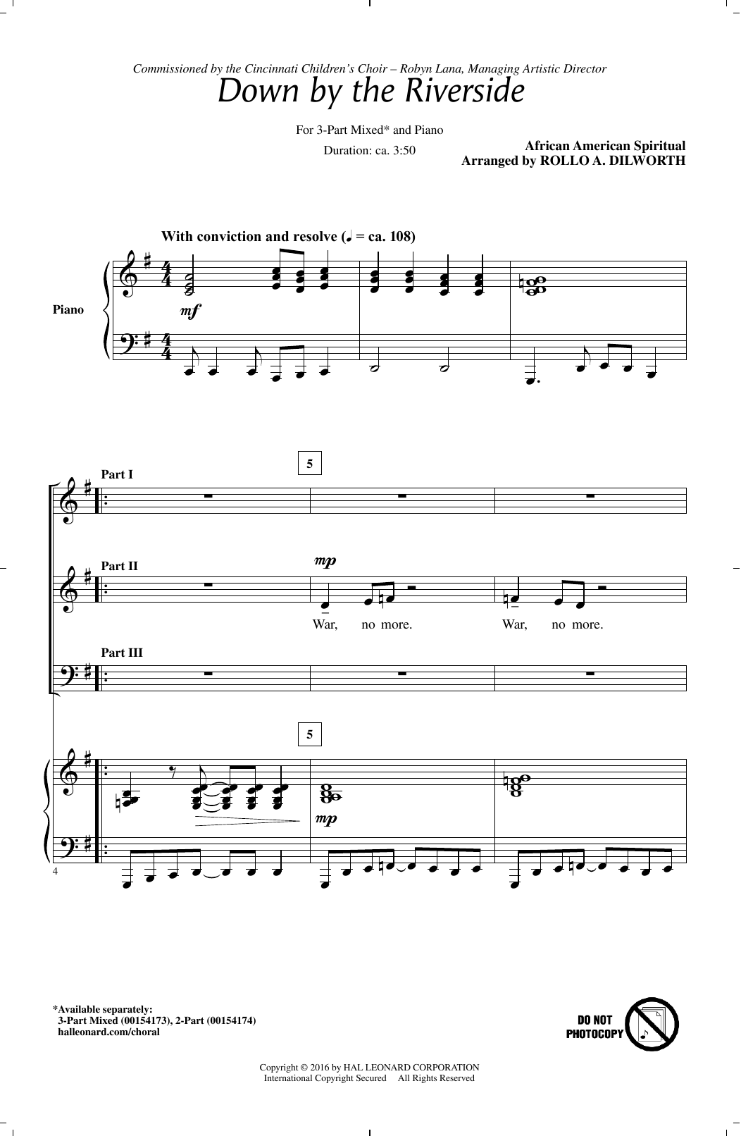 Rollo Dilworth Down By The Riverside Sheet Music