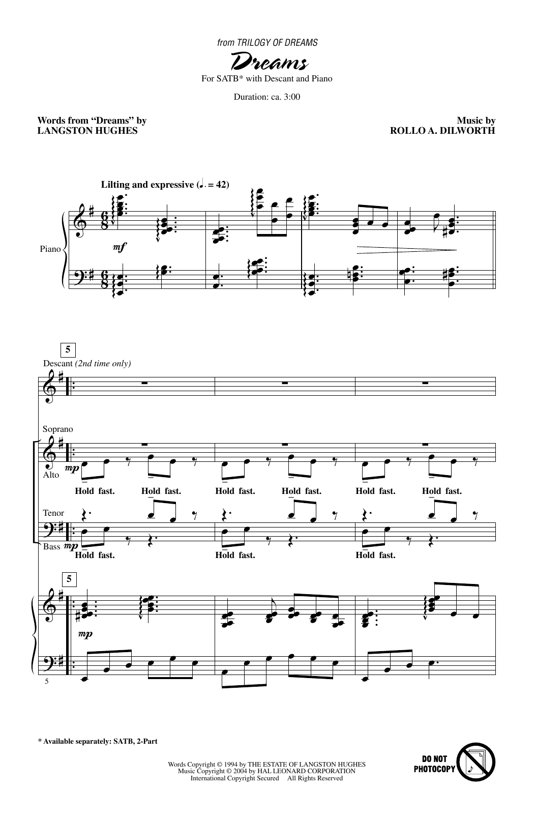 Rollo Dilworth Dreams (from Trilogy Of Dreams) Sheet Music