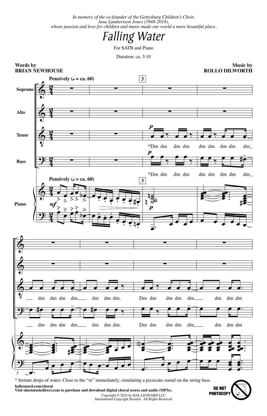 Rollo Dilworth Falling Water Sheet Music