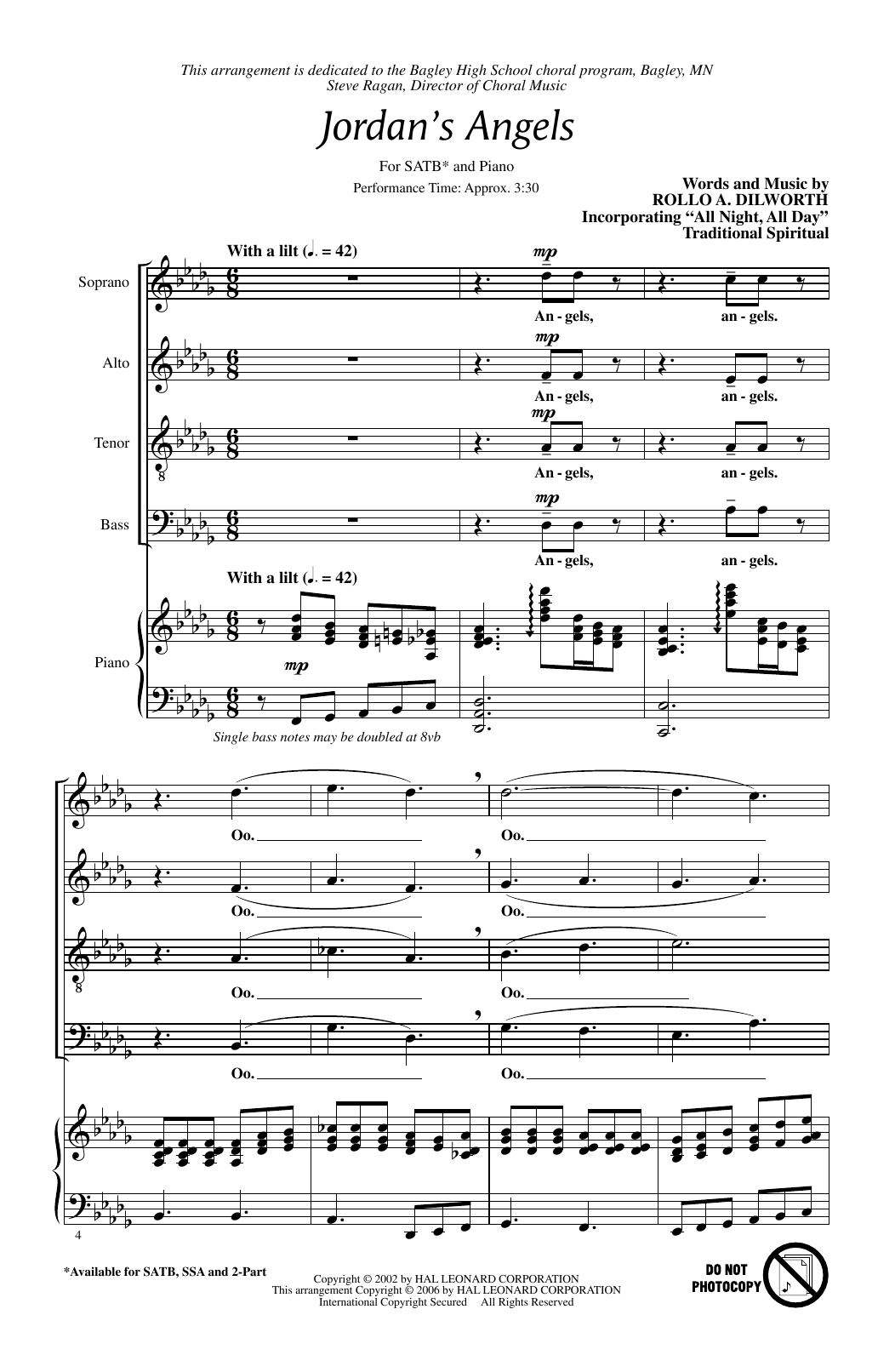 Rollo Dilworth Jordan's Angels Sheet Music