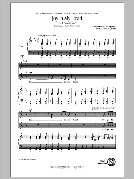 Rollo Dilworth Joy In My Heart Sheet Music
