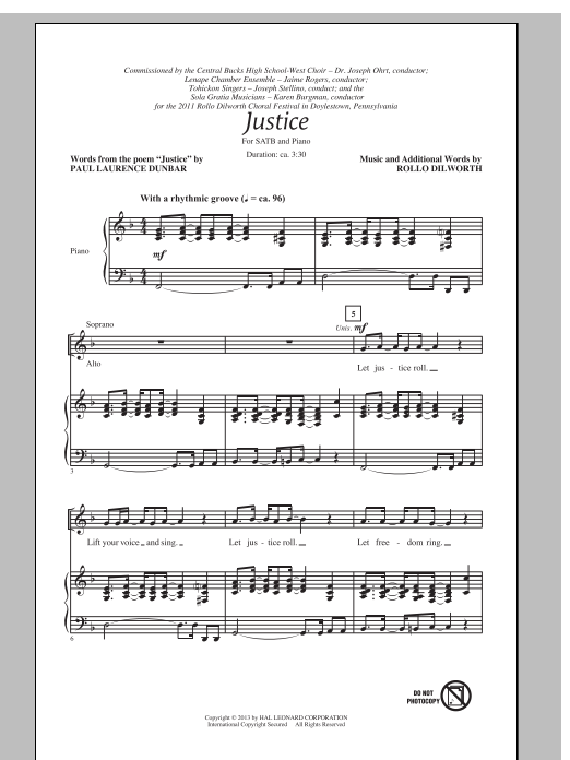 Rollo Dilworth Justice Sheet Music