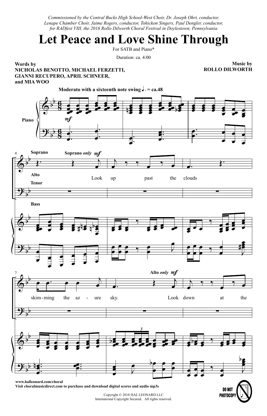 Rollo Dilworth Let Peace And Love Shine Through Sheet Music