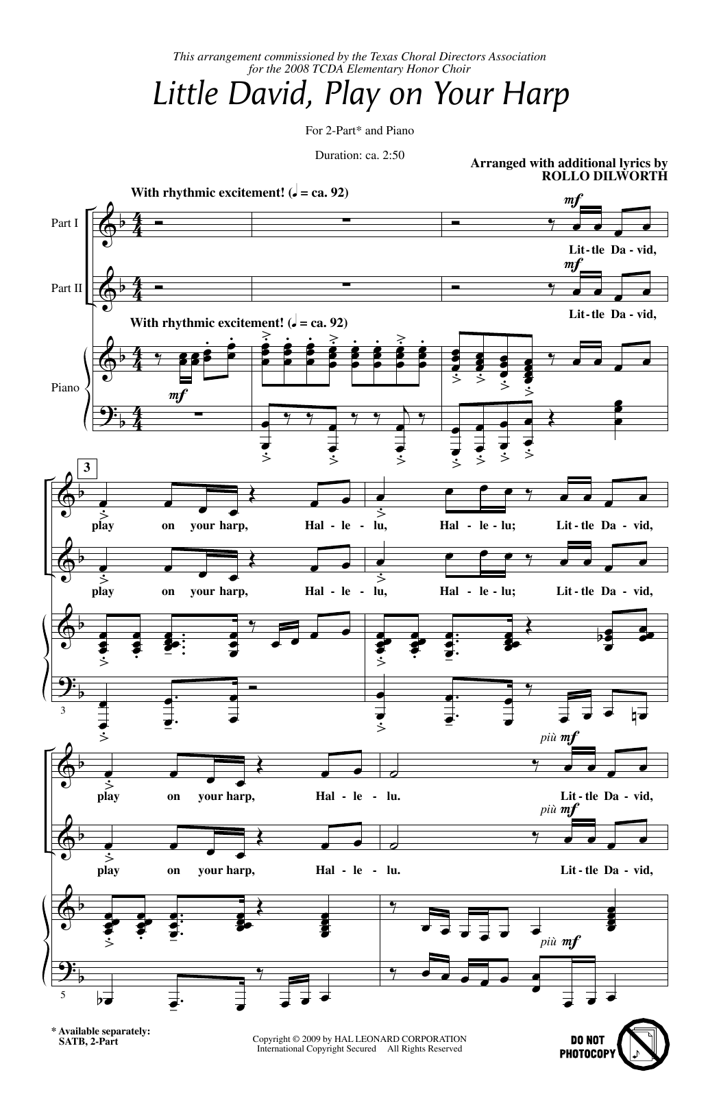 Rollo Dilworth Little David, Play On Your Harp Sheet Music