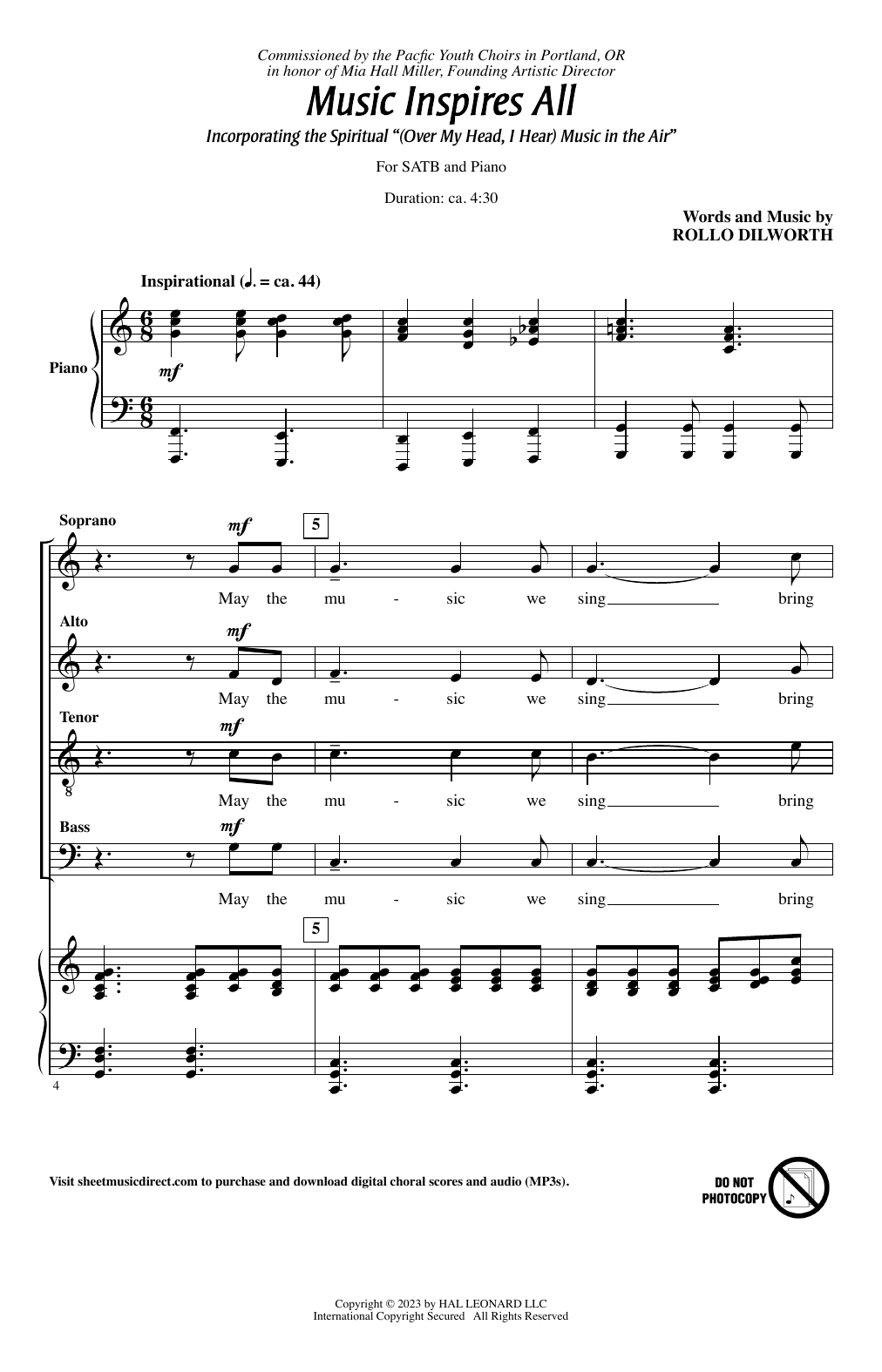Rollo Dilworth Music Inspires All Sheet Music