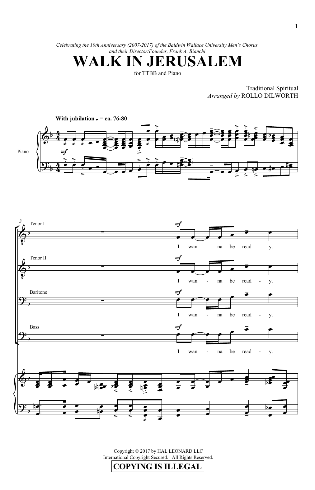 Rollo Dilworth Walk In Jerusalem Sheet Music