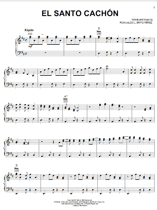 Romualdo L. Brito Perez El Santo Cachon Sheet Music
