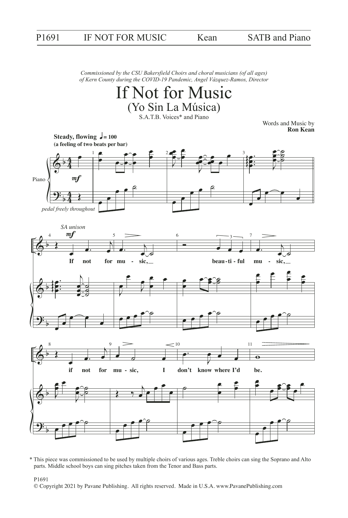 Ron Kean If Not For Music Sheet Music